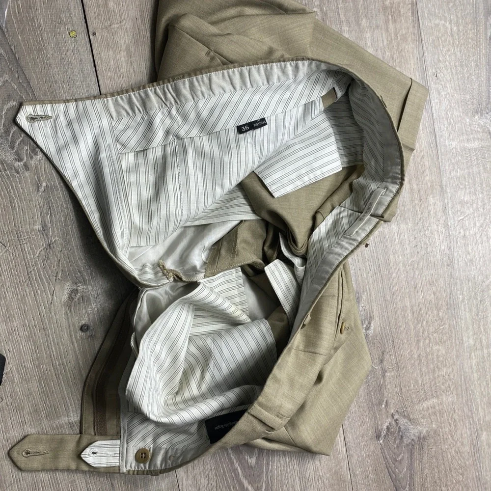Ermenegildo Zegna Dress Pants Mens 36 Tan Wool Flat Front Luxury Business